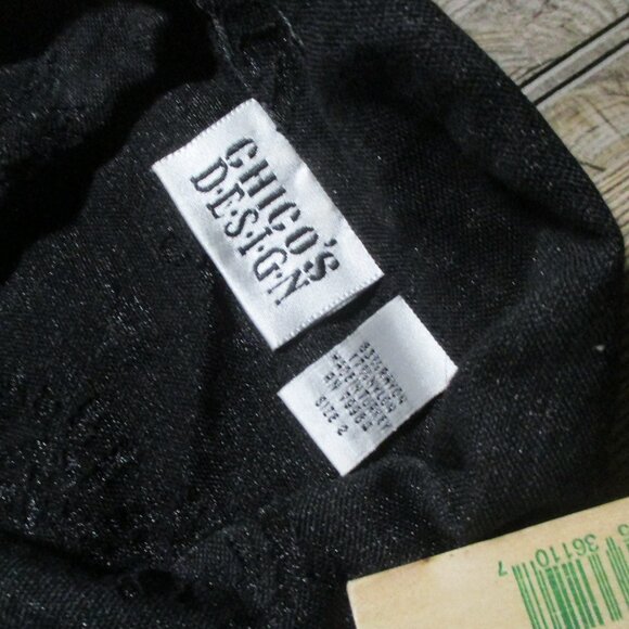 CHICOS Size 2 US Sz L 12 Womens Top Button Down Shirt Black Sheer Print Festival - Picture 10 of 12